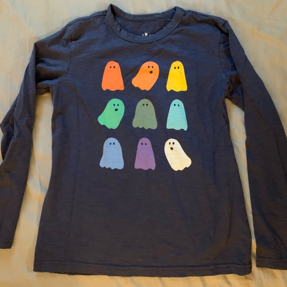 Primary Kids Halloween Rainbow Ghosts Long Sleeve Tee in Navy - Picture 1 of 7